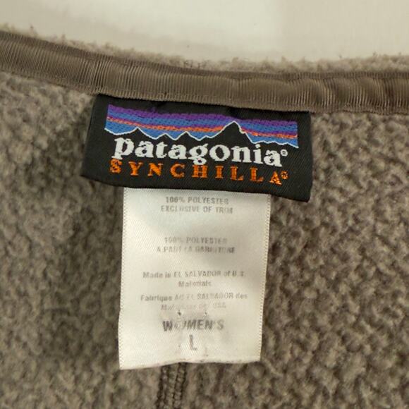 Patagonia L Womens Synchilla Arctic Jacket Hooded Gray Brown Gorpcore *flaw - Picture 3 of 10